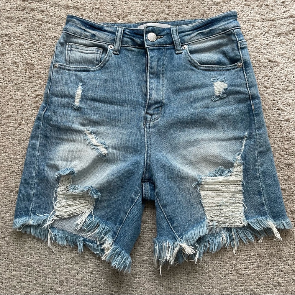 Risen - Distressed denim shorts - size small